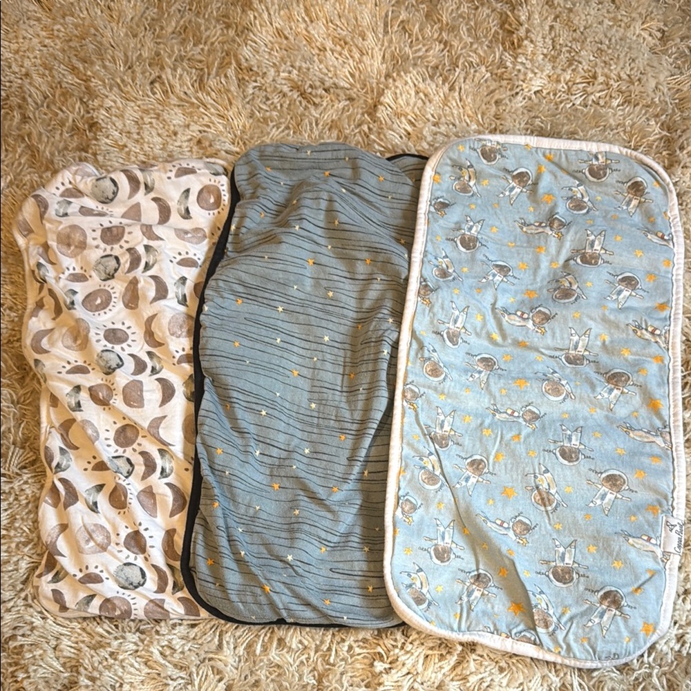 Copper Pearl burp cloths, set of 3
